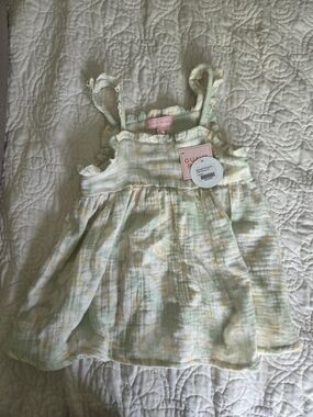 Girls' Pastel Green & Cream Cotton Sundress